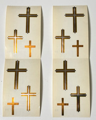 Mrs. Grossman’s GOLD & SILVER CROSS Stickers. 4 SQUARES. 1998. Retired.