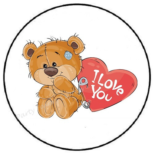 I LOVE YOU TEDDY BEAR ENVELOPE SEALS LABELS STICKERS PARTY FAVORS