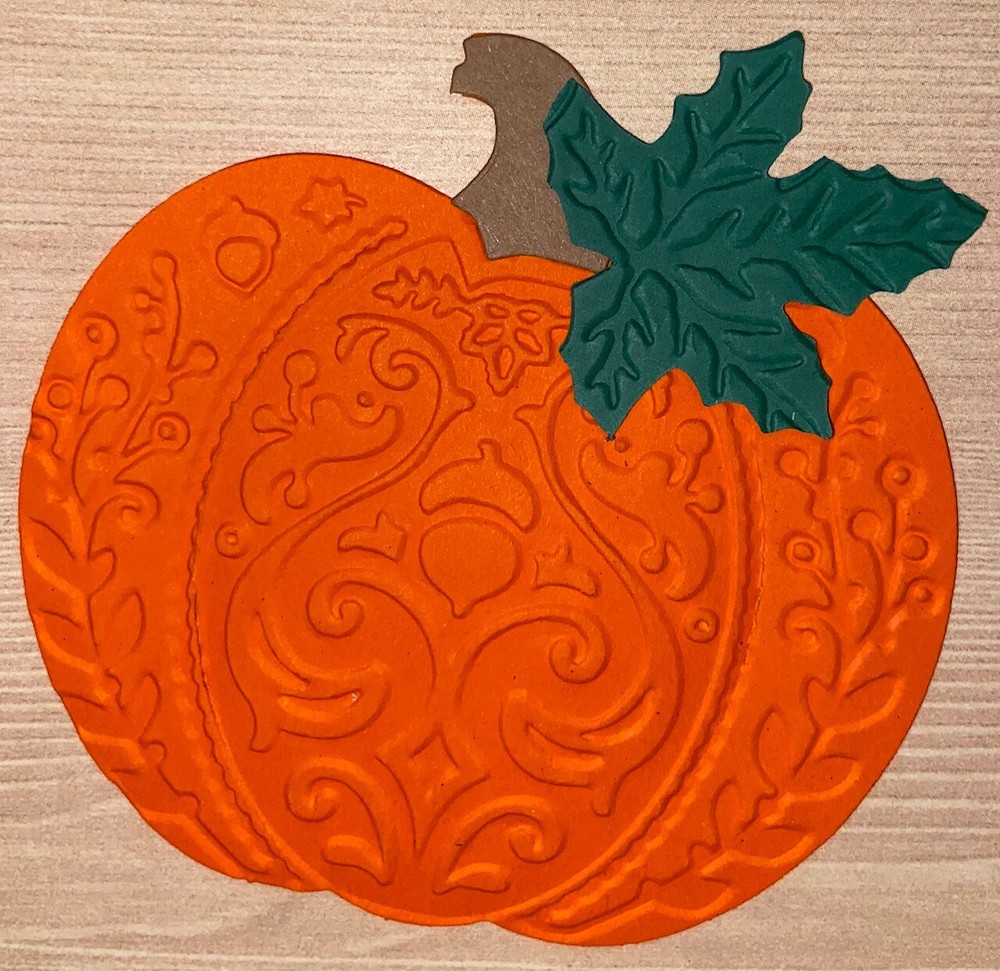 5 HARVEST PUMPKIN embossed cardstock paper die cut embellishments