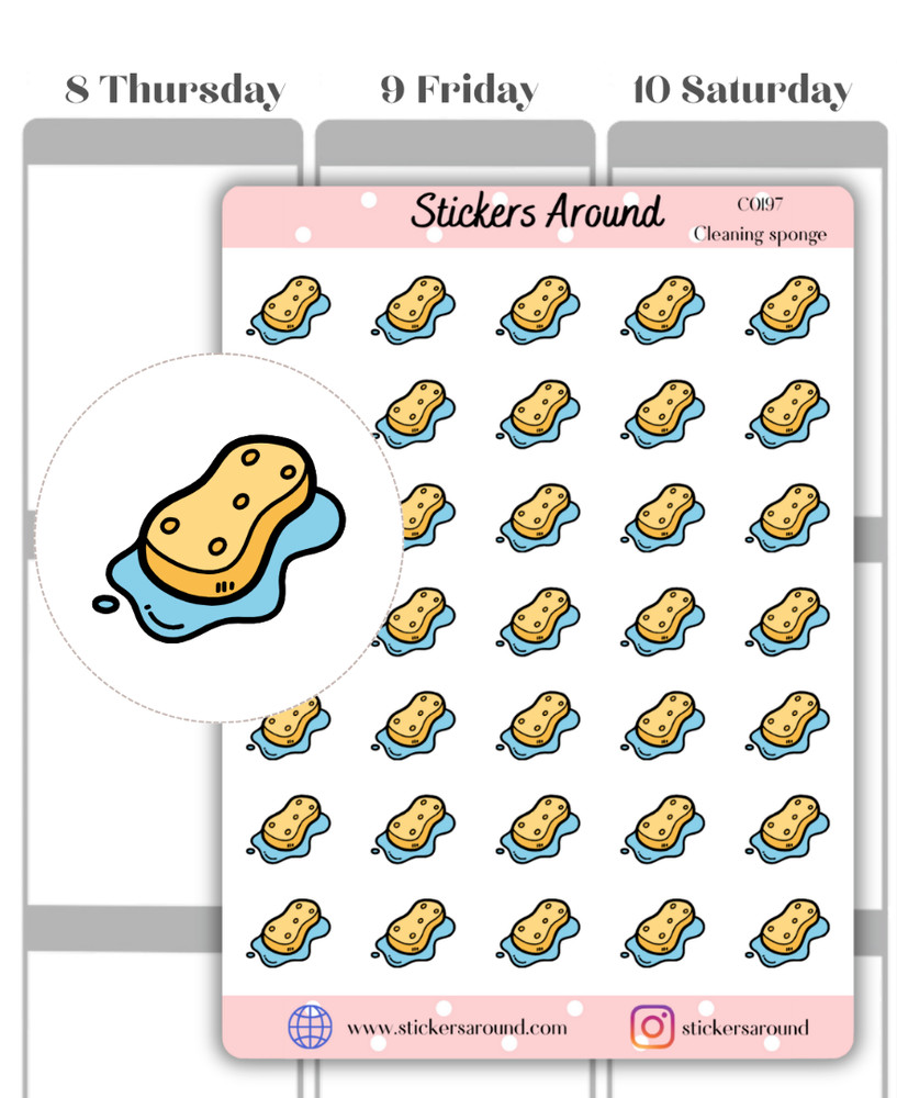 Cleaning Sponge Icon Planner Sticker, Cleaning Chores Sticker, Calendar Sticker