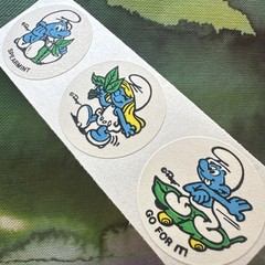 Vintage 80s Spearmint Matte Smurf Minty Sniff Stickers Peyo Strip