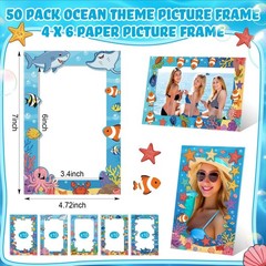 AmazingSpark 50 Pack Ocean Theme Picture Frames 4×6, Under the Sea Paper Phot…
