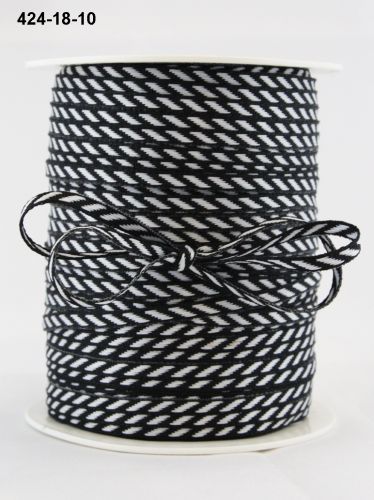 MAY ARTS RIBBONS~SOLID DIAGONAL STRIPE~BLACK & WHITE~1/8TH INCH WIDE X 3 YARDS!