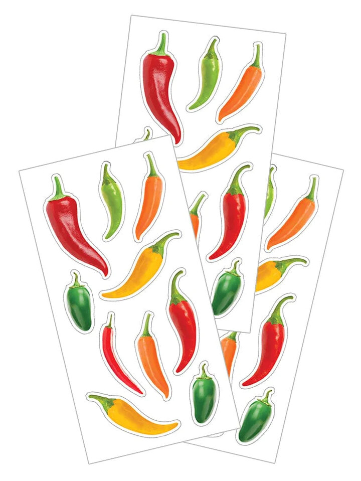 Stickers Crafts PH Slim Hot Peppers Colorful Red Orange Green Yellow Repeats
