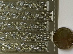 SILVER FLOWER BORDER Outline Stickers(4”x9”)Starform•Garden •Strips•Blooming