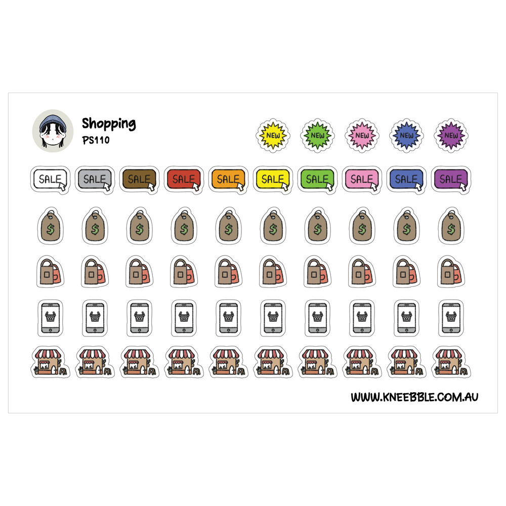 Shopping Planner Stickers – Retail Craft Icons | Price Tag & Sale Labels