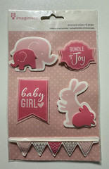 Imaginisce Lot of Baby Girl Die-Cuts and Dimensional Stickers-Rabbits & Elephant