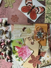 WINGS OF FANCY Junk Journal Supplies—HUGE VARIETY Paper Buttons Beads Ribbons