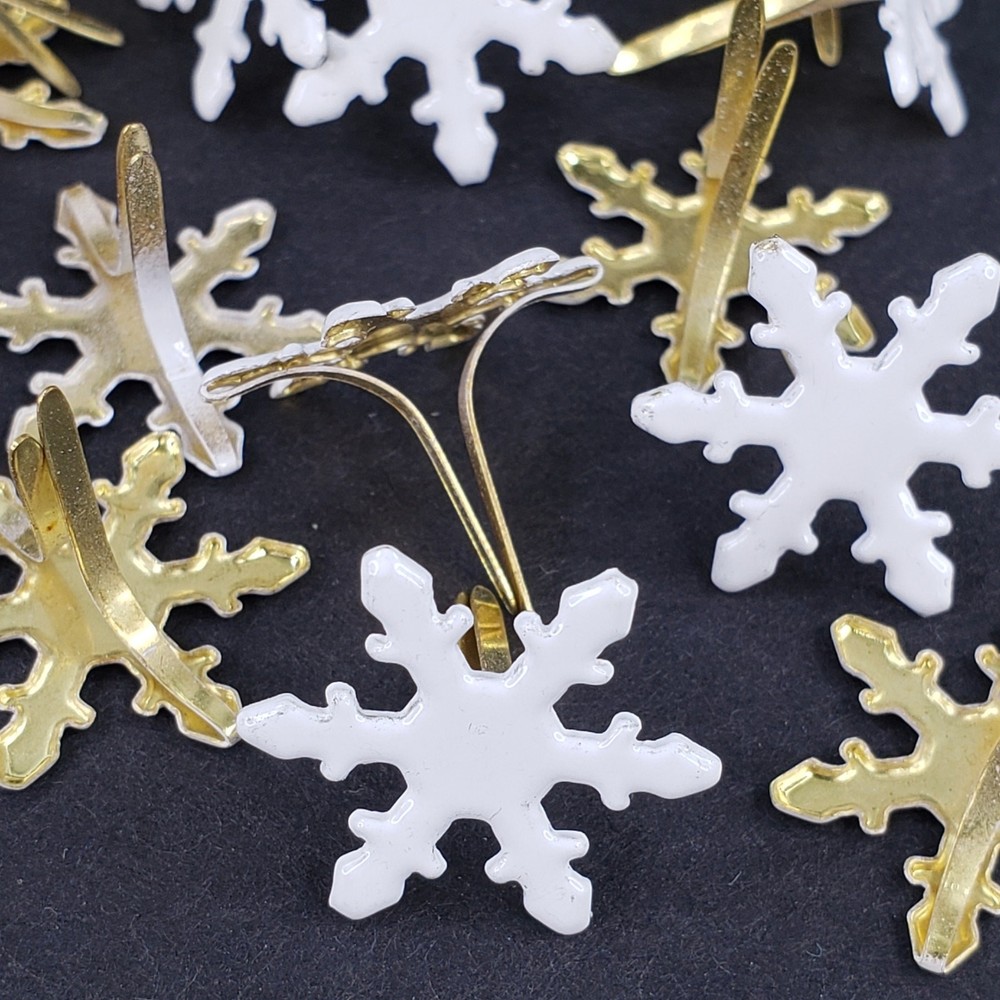 20 White Snowflake Brads Winter Snow Embellishment Paper Crafting Handmade Cards