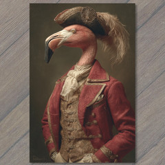 STICKER Flamingo Gentleman Tricorn Hat Aristocrat Portrait