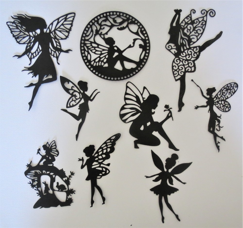 Fairies #3 Fairy Intricate Paper Die Cut Embellishments scrapbooking 9 pc Black
