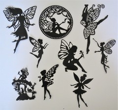 Fairies #3 Fairy Intricate Paper Die Cut Embellishments scrapbooking 9 pc Black