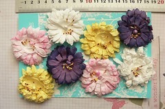 SUNFLOWER / GERBERA 8Pack WHITE PINK PURPLE YELLOW with Centre PAPER 50-55mm MHB
