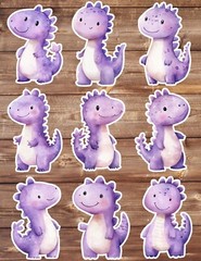 Cute Purple Dinosaur Die Cut Vinyl Stickers Set Scrapbooking Laptop Waterbottle