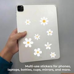 48 Pcs White Cute Daisy Stickers Small Flower Vinyl Decals