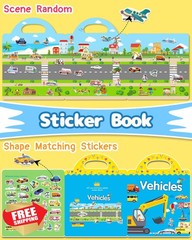 Benresive Reusable Sticker Book Vehicle