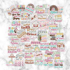 50 Pack Christian Motivational Stickers, Glossy, 1.5 inch, Religious,