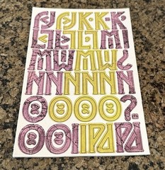 Basic Grey Chip Stickers Alphabet 4 Sheets Purple Green Halloween 1 1/4″