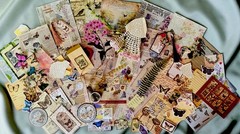 150+ Romantic Botanical Ephemera Bundle Junk Journal Kit Tags Vellum