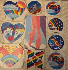 Vintage Lot of Lisa Frank 1980s Stickers Unicorns Rainbow Hearts Ballet Balloons