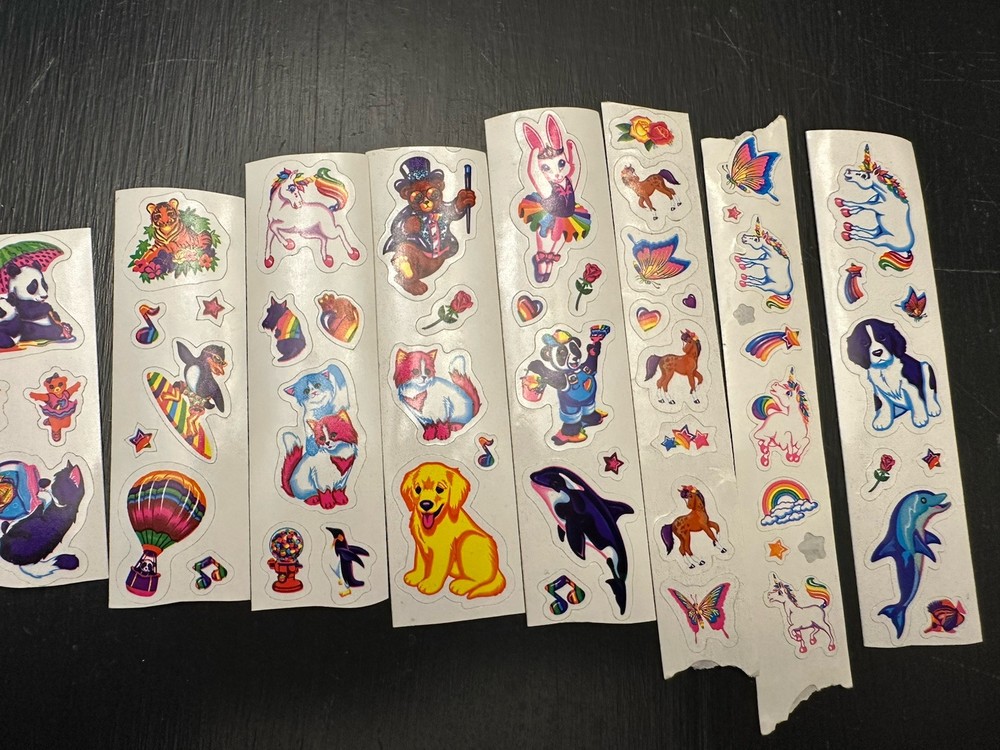 Lot Lisa Frank Vintage 1990’s Rollout Stickers Dog Panda Rainbow ballerina