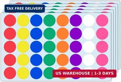 1000 Pack, 1 inch – Colored Round Circle Dot Stickers, Garage Yard Sale Price St