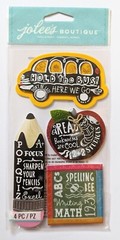 Jolee’s Chalkboard School Words Scrapbooking Stickers Bus Apple Pencil