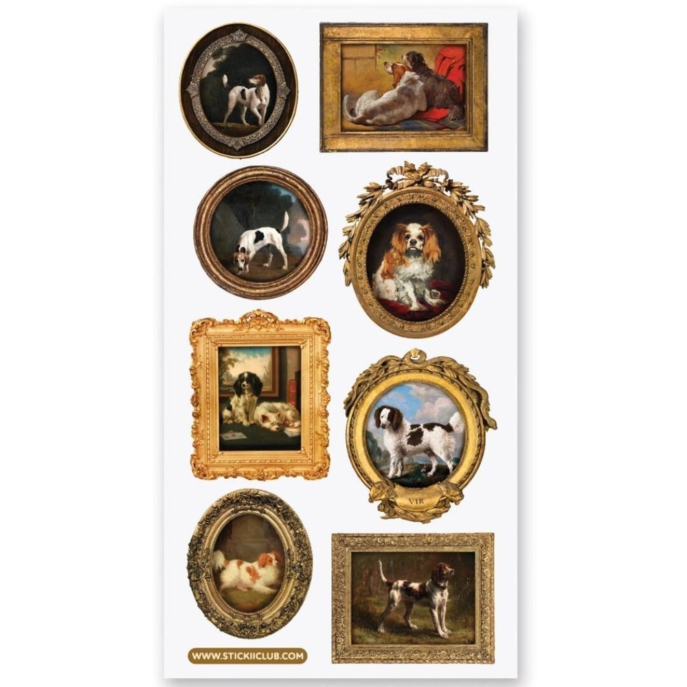 Fancy Pup Paintings – Sticker Sheet – Dogs – Retro – Vintage – New in Packaging