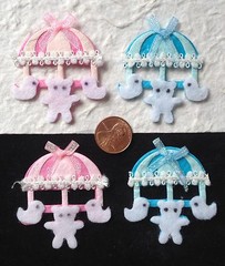 2 Mobiles mobile baby Babies boy girl blue pink Fabric handmade mulberry paper