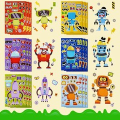 Creative Mix and Match Robot Stickers – 36 Sheets for Endless Fun and Teamwork