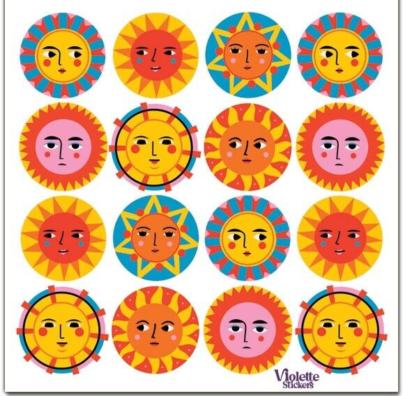 Violette Stickers Boho Summer Sun Faces Party Crafts Planner Supply Scrapbook