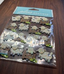 RARE Jolees Sheep Repeats Sparkly Jumping Lamb Baby Scrapbook Stickers