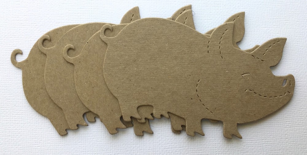 (4) *FARM PIG* Barnyard Animal – Bare Chipboard Die Cuts 2 7/8″ x 4 5/8″
