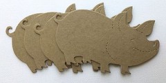 (4) *FARM PIG* Barnyard Animal – Bare Chipboard Die Cuts 2 7/8″ x 4 5/8″