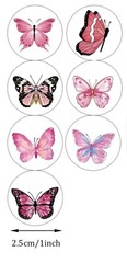 500 pcs Sticker Seals Roll Pastel Pink Butterfly Semi Gloss Self Adhesive NEW