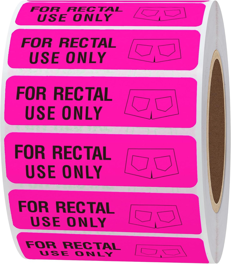 for Rectal Use Only Stickers 1.5″ X 0.375″ Fluorescent Red Stickers