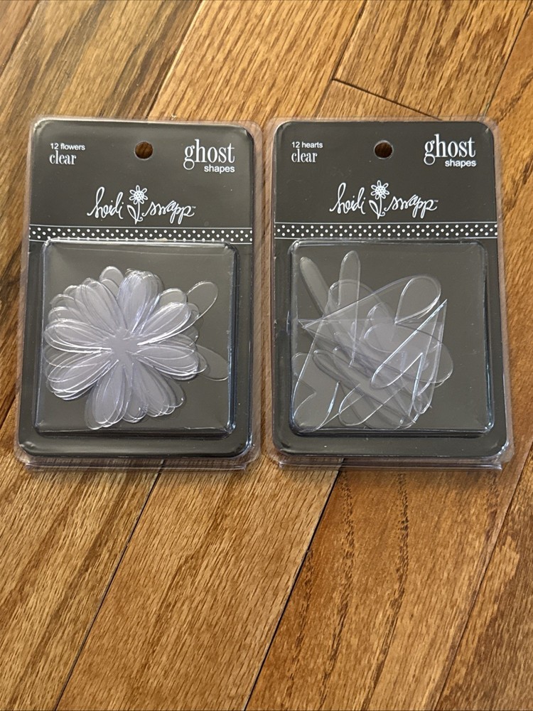 Lot Of 2 Heidi Swapp Ghost Shapes 12 Clear Acetate HEARTS & FLOWERS, Crafts, New