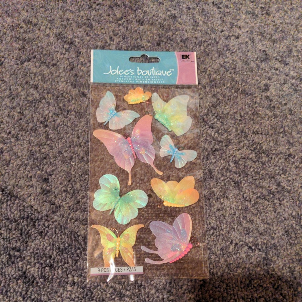 Butterfly Butterflies Yellow Purple Green Blue Vellum Jolee’s Boutique Stickers