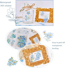 Flower Gold Foil Holographic Stickers Set 120 Pcs with 3 Themes, Resin Transpare