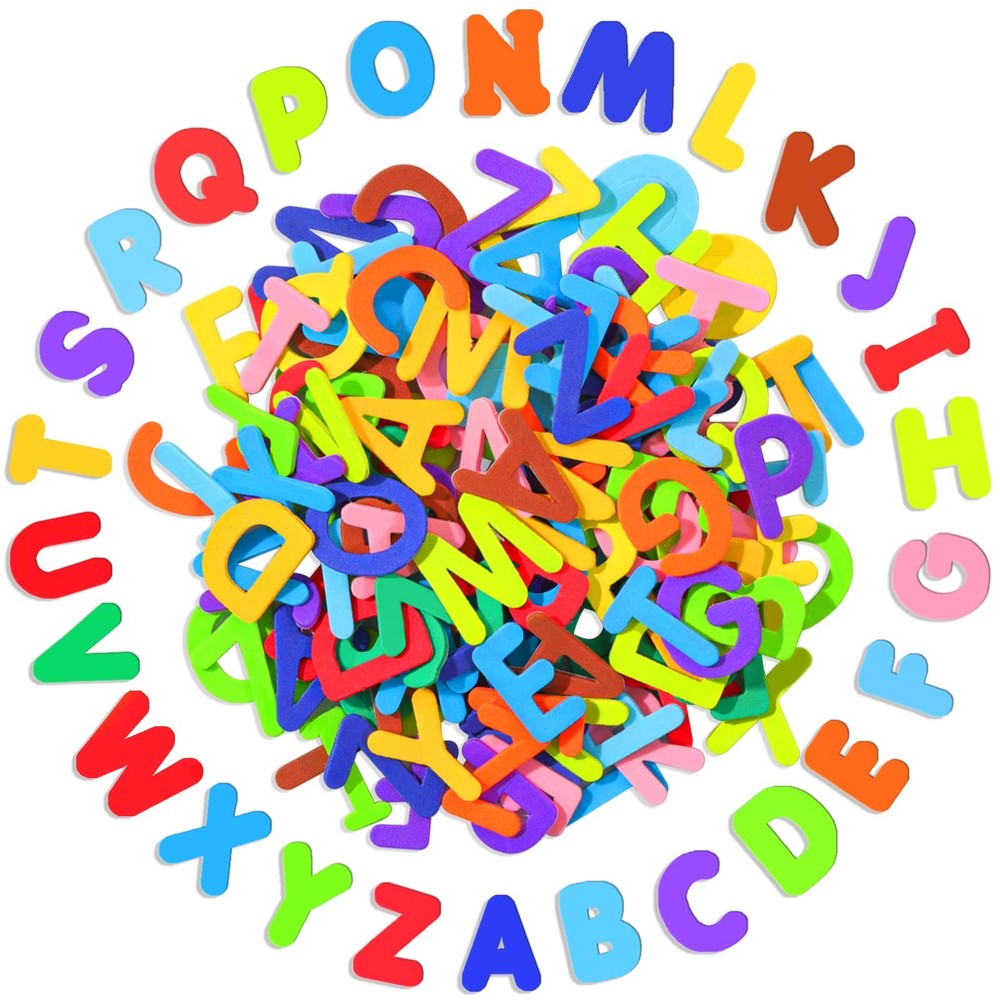 1050 Pcs Letter Stickers,10 Colors Foam Letter Stickers, Self-Adhesive ABC Al…