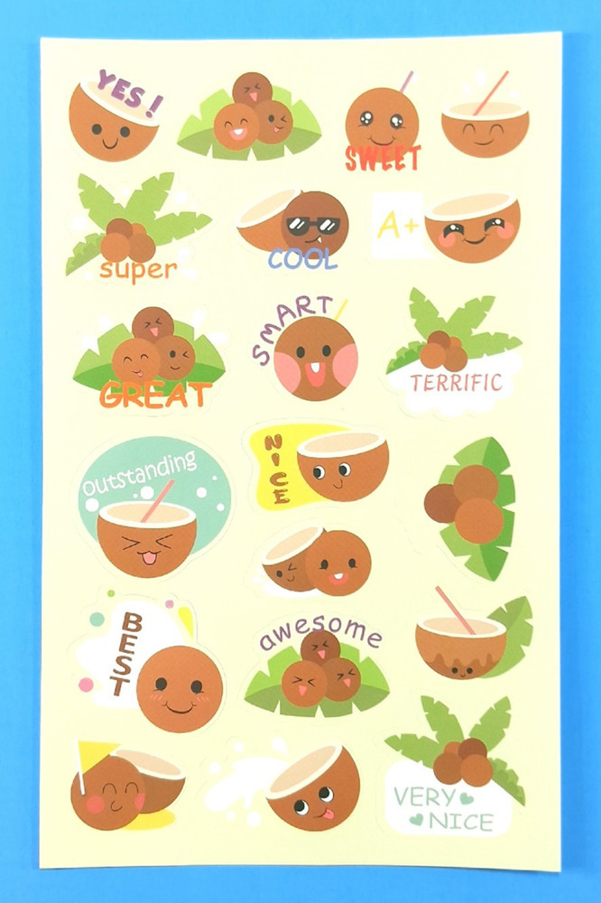 Coconut Scented Scratch & Sniff Sticker Sheet