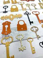 Die Cuts Ornate Lock and Key 26 Pieces *You Choose Color* Foil Specialty Basic C