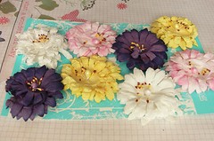 SUNFLOWER / GERBERA 8Pack WHITE PINK PURPLE YELLOW with Centre PAPER 50-55mm MHB