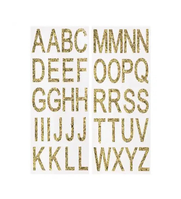 🌟💛 Lot of 8 Recollections Gold Chunky Glitter Alphabet Stickers ✨