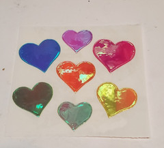 RARE Sandylion sticker hearts Mother of PEARL mini prisma glitter fuzzy 7 mod