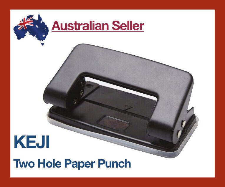2 Hole Punch Medium 6mm 25 Sheets Puncher Paper Tray Black Plastic New Two