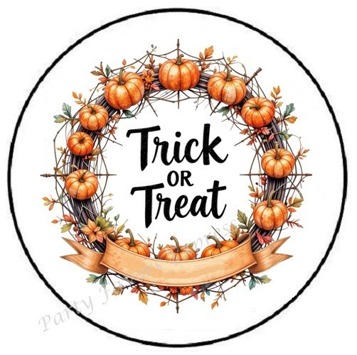 TRICK OR TREAT WREATH HALLOWEEN ENVELOPE SEALS LABELS STICKERS PARTY FAVORS