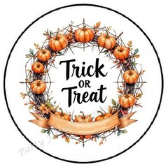 TRICK OR TREAT WREATH HALLOWEEN ENVELOPE SEALS LABELS STICKERS PARTY FAVORS