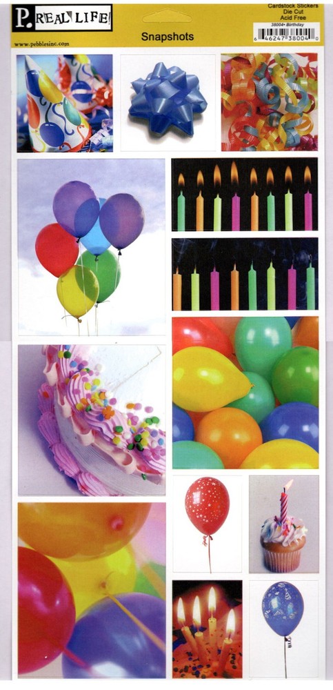 P. Real Life BIRTHDAY SNAPSHOTS Cardstock Sticker Sheet scrapbooking cardmaking