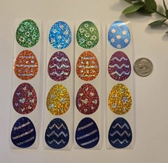 16 SPARKLE EASTER EGG STICKERS/EASTER STICKERS/SPRING STICKERS/HOLOGRAPHIC